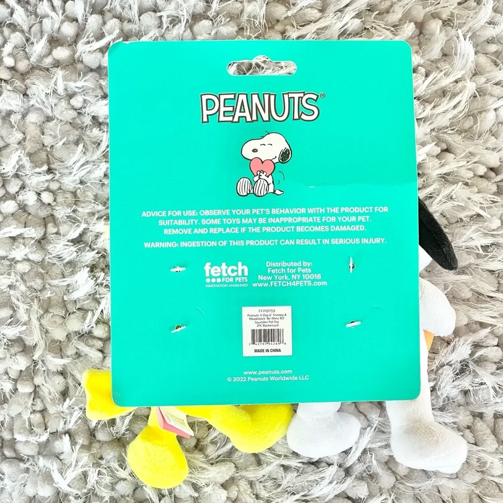 🐶New with tags PEANUTS 2PACK STUFFED PET TOYS W/ SQUEAKERS Snoopy & Woodstock